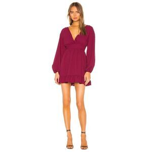 Revolve Tularosa Womens Dress M Jordan Burgundy V Neck Bubble Sleeve
